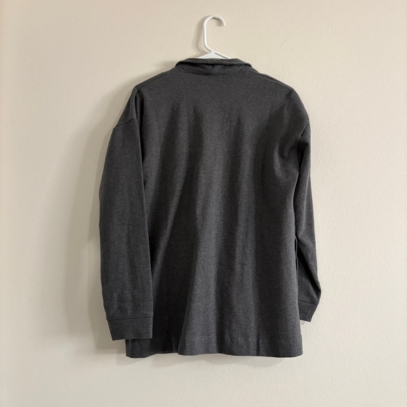 COYUCHI WOMEN'S DILLON ORGANIC COTTON FRENCH TERRY CARDIGAN IN CHARCOAL HEATHER - Picture 7 of 9